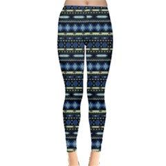 Blue & Yellow Tribal Aztec Leggings