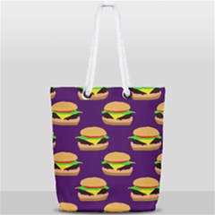 Burger Pattern Full Print Rope Handle Tote (small)