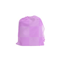 Pink Gingham Check Squares Drawstring Pouch (small)
