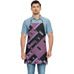 Dark Geometric Shapes Print Pattern Kitchen Apron