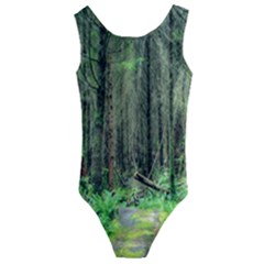 Forest Woods Nature Landscape Tree Kids  Cut-out Back One Piece Swimsuit
