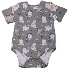 Cute Cat Pattern Cartoon Baby Short Sleeve Bodysuit