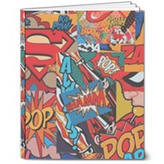 Comic Cartoon Pattern 8  X 10  Hardcover Notebook