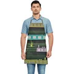 Narrow-boats-scene-pattern Kitchen Apron