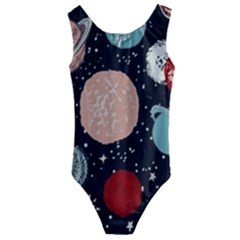 Space Galaxy Pattern Kids  Cut-out Back One Piece Swimsuit
