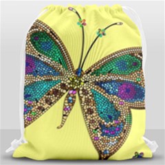 Butterfly Mosaic Yellow Colorful Drawstring Bag (large)