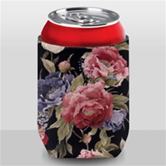 Retro Texture With Flowers, Black Background With Flowers Can Holder