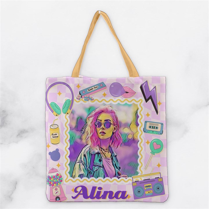 Personalized Photo 90S Retro Party Y2k Grocery Tote Bag