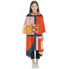 Square Shapes Pattern Design Kids  Hooded Rain Ponchos