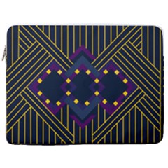Line Square Pattern Violet Blue Yellow Design 17  Vertical Laptop Sleeve Case With Pocket