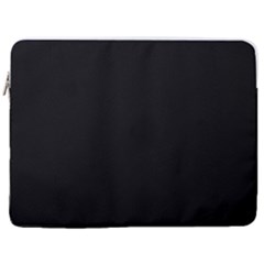 Plain Black Black 17  Vertical Laptop Sleeve Case With Pocket