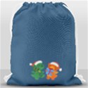 Personalized Any Text Xmas Dinosaur Drawstring Bag Drawstring Bag (Large) View2
