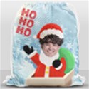 Personalized Photo Any Text Xmas Santa Claus Drawstring Bag Drawstring Bag (Large) View1