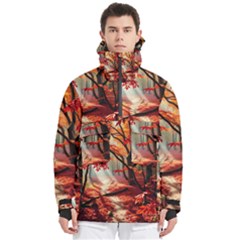 Forest Path Red Nature Men s Pullover Zip Ski And Snowboard Waterproof Breathable Jacket