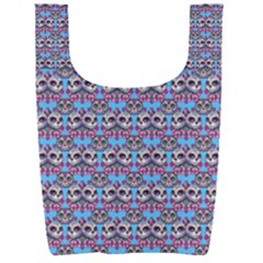 Colorful Sugar Skull Cat Pattern Foldable Shopping Bag
