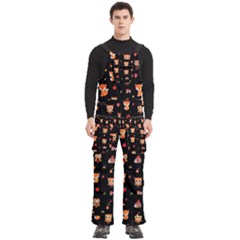 Cool Woodland Animal, Koteto, Scandinavian, Acorn Men s Side Zip Front Pouch Ski And Snowboard Bib Pants	