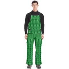 Green Christmas Tree Pattern Background Men s Side Zip Front Pouch Ski And Snowboard Bib Pants	