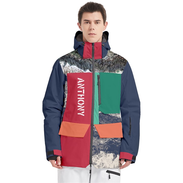 Custom Mix Color Any Text Name Men s Multi Pockets Zip Ski and Snowboard Waterproof Breathable Jacket