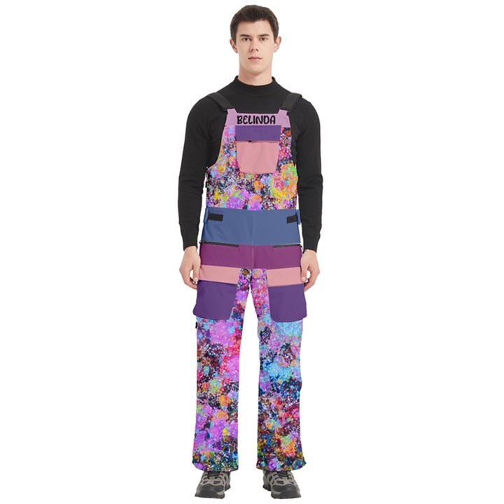 Custom Mix Color Any Text Name Men s Side Zip Front Pouch Ski And Snowboard Bib Pants	