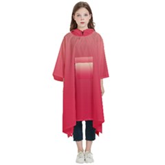 Cream Yellow To Crimson Red Linear Gradient Kids  Hooded Rain Ponchos