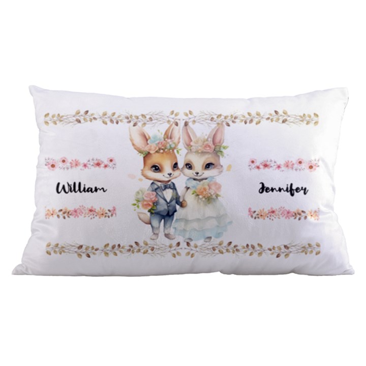 Custom Animal Illustration Couple Name 16 x24  Lumbar Throw Cushion Case (Two Sides)