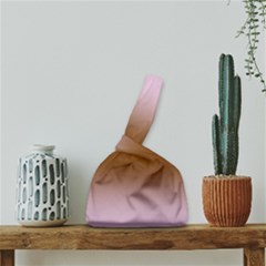 Pink Lace To Chocolate Brown Bilinear Gradient Japanese Wrist Knot Bag