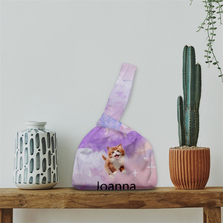 Personalized Any Text Embroidery patch Japanese Wrist Knot Bag
