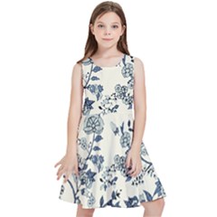 Blue Vintage Background Kids  Skater Dress