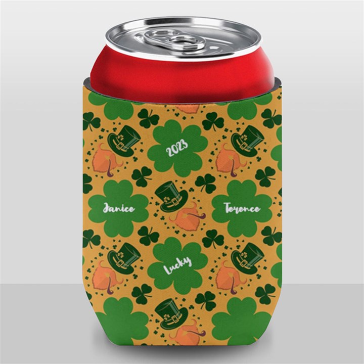 Personalized St Patricks Day Couple Name Can Cooler