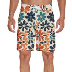 Retro Scandinavian Nordic Flowers Pattern 2 Men s Beach Shorts