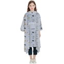 Personalized Name Little Cat Pattern Kids  Hooded Rain Ponchos View1