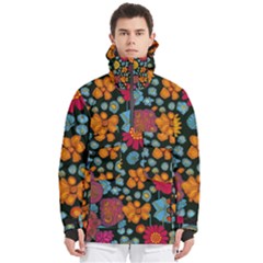 Mid Century Retro Floral 1970s 1960s Pattern 77 Men s Pullover Zip Ski And Snowboard Waterproof Breathable Jacket