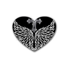 Bling Wings And Cross Rubber Drinks Coaster (heart)