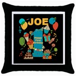 Happy First Birthday Black Throw Pillow Case Front