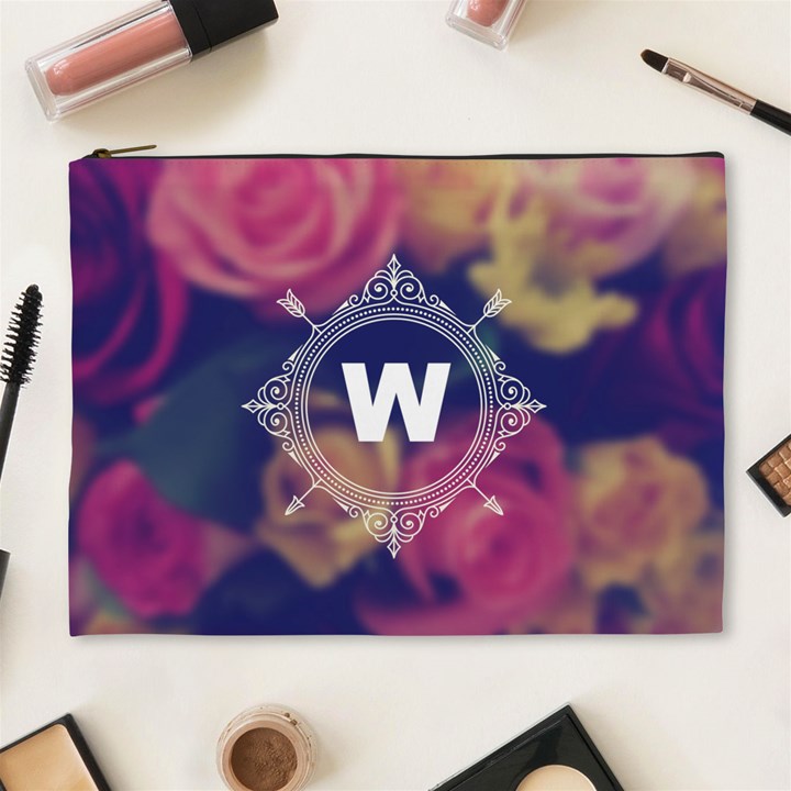 Vintage Monogram Flower Vintage Monogram Flower Cosmetic Bag (XL)