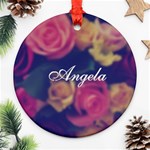 Vintage Monogram Flower Round Ornament (Two Sides) Front