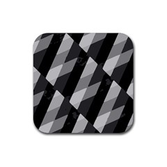 Black And White Grunge Striped Pattern Rubber Coaster (square) 