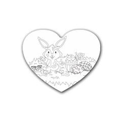 Coloring Picture Easter Easter Bunny Rubber Coaster (heart) 