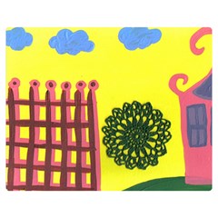 Pink House And Fence Double Sided Flano Blanket (medium) 