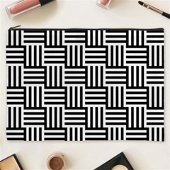 Basket Black Lines Stripes White Cosmetic Bag (xxxl)