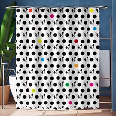 Boston Terrier Dog Pattern With Rainbow And Black Polka Dots Shower Curtain 60  X 72  (medium) 