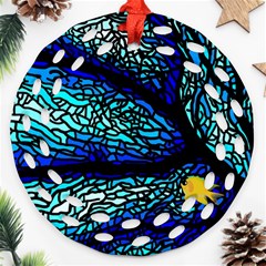 Sea Fans Diving Coral Stained Glass Round Filigree Ornament (two Sides)