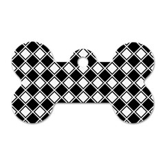 Square Diagonal Pattern Dog Tag Bone (one Side)