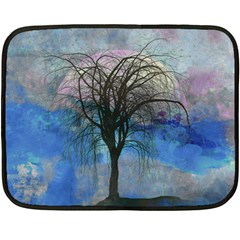 Tree Moon Sky Watercolor Painting Fleece Blanket (mini)
