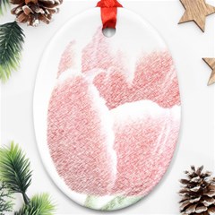 Tulip Red White Pencil Drawing Oval Ornament (two Sides)