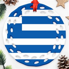 Greece Flag Greek Flag Round Filigree Ornament (two Sides)
