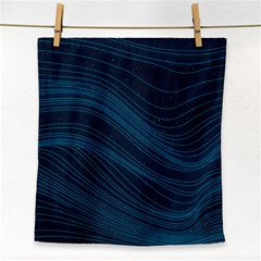 Abstract Glowing Blue Wave Lines Pattern With Particles Elements Dark Background Face Towel