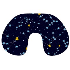 Seamless Pattern With Cartoon Zodiac Constellations Starry Sky Travel Neck Pillow