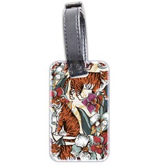 Natural Seamless Pattern With Tiger Blooming Orchid Luggage Tag (two Sides)