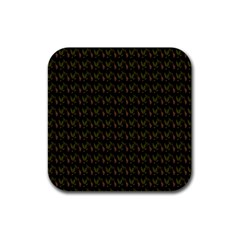 Fern Pattern 2 Black Rubber Coaster (square)